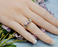 Mercury Mystic Topaz, Handmade Ring, Opalescent Mystic Topaz Ring, in 14K Gold US Size 5