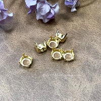 Silver or Gold Plated Settings, 6 pcs for 34ss/7mm Round Rhinestones or Gemstones
