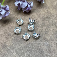 Silver or Gold Plated Settings, 6 pcs for 34ss/7mm Round Rhinestones or Gemstones
