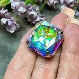 Genuine Swarovski Crystal, 1 Piece 23mm Crystal AB Art 4675, Large Crystal Square Octagon with Setting