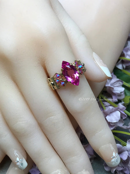 Ultra Hot Pink AB Swarovski Crystal Statement Ring, Big Neon Bright Pink  Crystal Square Ring, Valentine's Day Gift, Glitter Fusion Jewelry - Etsy