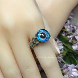 Handmade Glass Eye Handmade Ring, Unique Statement Ring, Made to Order in Sterling or 14K GF