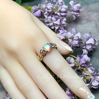 Swarovski Pastel Blush Rose AB Crystal Handmade Ring, Unique Engagement Ring