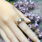 Swarovski Pastel Blush Rose AB Crystal Handmade Ring, Unique Engagement Ring