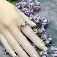 Swarovski Pastel Blush Rose AB Crystal Handmade Ring, Unique Engagement Ring