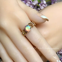 Swarovski Pastel Blush Rose AB Crystal Handmade Ring, Unique Engagement Ring