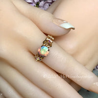 Swarovski Pastel Blush Rose AB Crystal Handmade Ring, Unique Engagement Ring