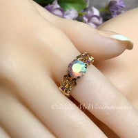 Swarovski Pastel Blush Rose AB Crystal Handmade Ring, Unique Engagement Ring