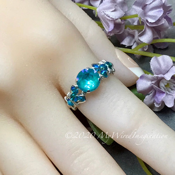 Laguna DeLite Ring, Genuine Swarovski Crystal, Handmade Ring, Made to Order