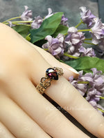 Rhodolite Garnet CZ Handmade Ring, Pink, Purple Red Garnet, January Birthstone