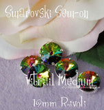 12mm Sew On Swarovski Crystal Vitrail Medium Rivoli 1122 With Prong Setting