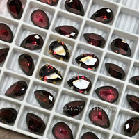 2 Pcs Rhodolite Garnet CZ, 10x7mm Pear Shape, Purple Pink Red Color Faceted Gemstone with Setting