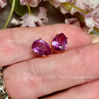 2 Pcs Alexandrite 10x7mm Pear Shape, Lab Grown Color Change, Faceted Gemstone, With Setting