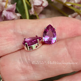 2 Pcs Alexandrite 10x7mm Pear Shape, Lab Grown Color Change, Faceted Gemstone, With Setting