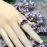 Burgundy-DeLite Ring, Genuine Swarovski Crystal, Handmade Ring, Deep Purple-Red-Fuchsia and Amethyst AB