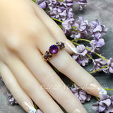 Burgundy-DeLite Ring, Genuine Swarovski Crystal, Handmade Ring, Deep Purple-Red-Fuchsia and Amethyst AB