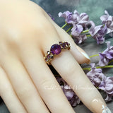 Burgundy-DeLite Ring, Genuine Swarovski Crystal, Handmade Ring, Deep Purple-Red-Fuchsia and Amethyst AB