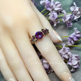 Burgundy-DeLite Ring, Genuine Swarovski Crystal, Handmade Ring, Deep Purple-Red-Fuchsia and Amethyst AB