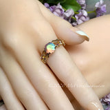 Swarovski Pastel Blush Rose AB Crystal Handmade Ring, Unique Engagement Ring