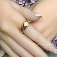 Swarovski Pastel Blush Rose AB Crystal Handmade Ring, Unique Engagement Ring