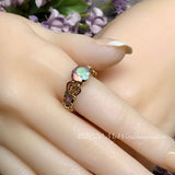 Swarovski Pastel Blush Rose AB Crystal Handmade Ring, Unique Engagement Ring