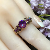 Burgundy-DeLite Ring, Genuine Swarovski Crystal, Handmade Ring, Deep Purple-Red-Fuchsia and Amethyst AB