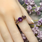 Burgundy-DeLite Ring, Genuine Swarovski Crystal, Handmade Ring, Deep Purple-Red-Fuchsia and Amethyst AB