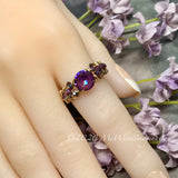 Burgundy-DeLite Ring, Genuine Swarovski Crystal, Handmade Ring, Deep Purple-Red-Fuchsia and Amethyst AB