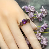 Burgundy-DeLite Ring, Genuine Swarovski Crystal, Handmade Ring, Deep Purple-Red-Fuchsia and Amethyst AB