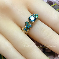 Petite Rainbow Mystic Topaz, Handmade Ring, Peacock Blue Mystic Topaz Ring, in 14K Gold or Sterling Silver