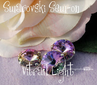12mm Sew On Swarovski Crystal Vitrail Light Rivoli 1122 With Prong Setting