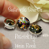 Peacock Eye 14mm Swarovski Crystal Rhinestone With Setting