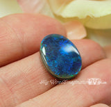 Genuine Opal Cabochon, Stunning Jewelry Component, Deep Ocean Blue Opal