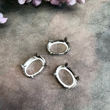 3pcs Silver or Gold Plated Settings, 14X10mm Oval, Article 4100, Crystal or Gemstone Sew On Setting