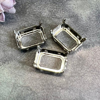 14x10mm Octagon Settings, Art 4600,  3 Pieces Silver Plated, Gemstone  or Crystal Setting, Bead Embroidery Component