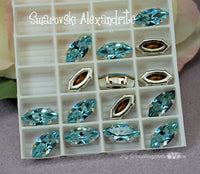 Vintage Swarovski, Alexandrite Color Change Crystal, 15x7mm Navette