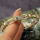 Dazzling Swarovski Crystal AB, Wire Wrapped Bangle Bracelet in 14k GF or Sterling Silver