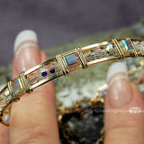 Dazzling Swarovski Crystal AB, Wire Wrapped Bangle Bracelet in 14k GF or Sterling Silver