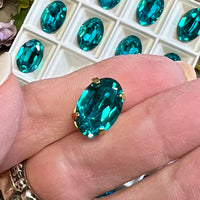 Genuine Swarovski Crystal, 1 Piece, Vintage Blue Zircon, 16x11mm 4100 Oval, with or without Setting