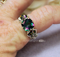 Rainbow Mystic Topaz, BRILLIANT Faceted Cut, Handmade Ring, Size 10