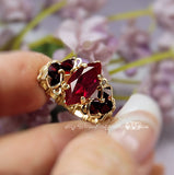 Siam Ruby Red, Dark and Dreamy Handmade Ring, 14K GF US Size 4.75