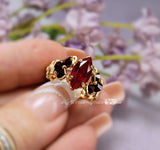 Siam Ruby Red, Dark and Dreamy Handmade Ring, 14K GF US Size 4.75