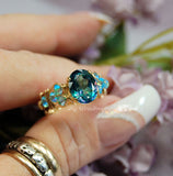Peacock Rainbow Mystic Topaz Handmade Ring, VERY LAST in SS or 14KGF, Unique Engagement, Made to Order