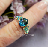 Peacock Rainbow Mystic Topaz Handmade Ring, VERY LAST in SS or 14KGF, Unique Engagement, Made to Order