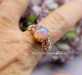 Pink Opal Ring, Vintage West German Glass, Handmade Ring, Made to Order