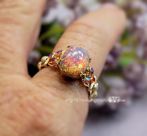 Handmade Pink Opal Ring by Bobbi J Maw