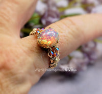 Pink Opal Ring, Vintage West German Glass, Handmade Ring, Made to Order