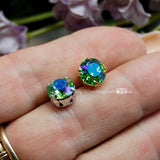 Peridot Shimmer, 8mm Swarovski Crystal Rhinestone With Setting