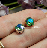 Peridot Shimmer, 8mm Swarovski Crystal Rhinestone With Setting