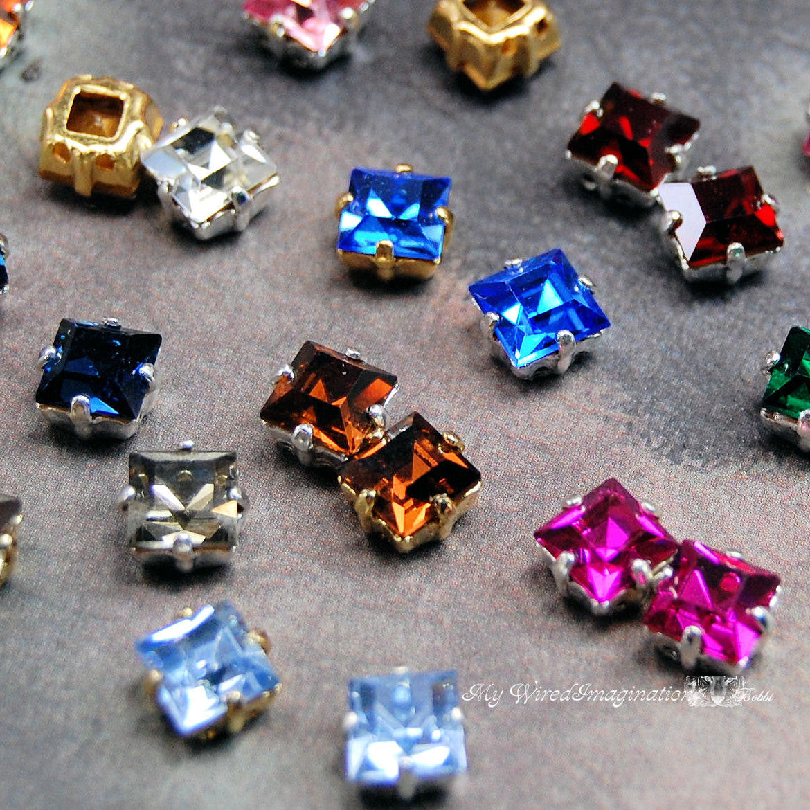 6mm Square Rhinestone, 2 Pcs Vintage Swarovski Crystal, CZ, or Lab Cre ...